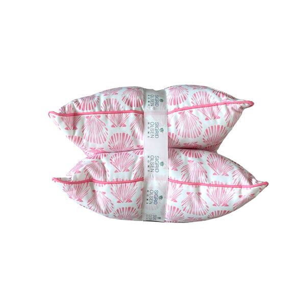 Sigrid Olsen Pink Seashell Indoor Outdoor Pillows 18x18 2pk Coastal Decor NEW - Picture 3 of 13